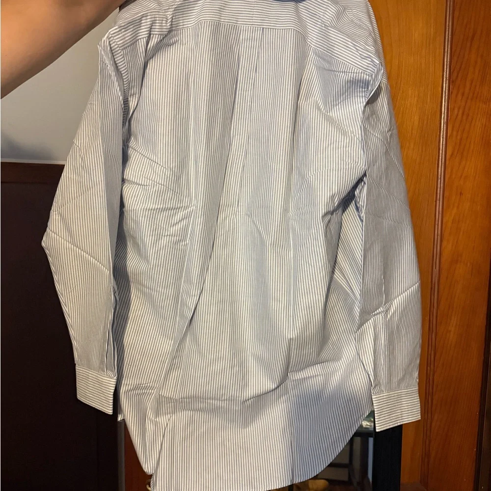 Ralph Lauren Blue and White Striped Dress Shirt - Picture 3 of 4